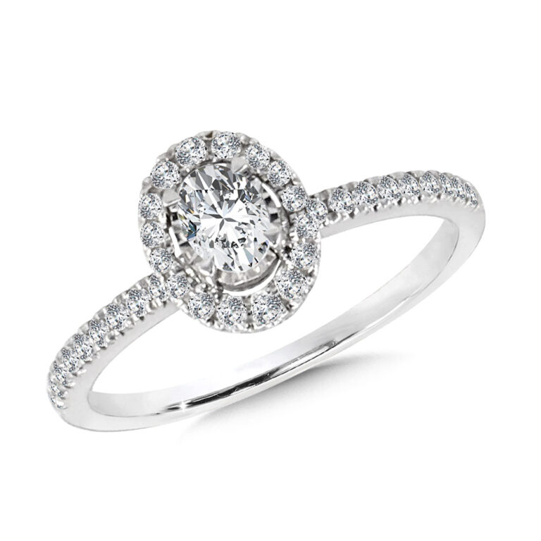 14K Oval-Shaped Diamond Star Halo Engagement Ring – The Gold Mine ...