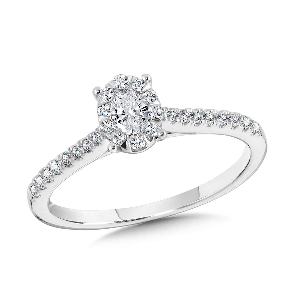 14K Oval-Shaped Cluster Diamond Mirage Engagement Ring (1/2 ctw) – The ...