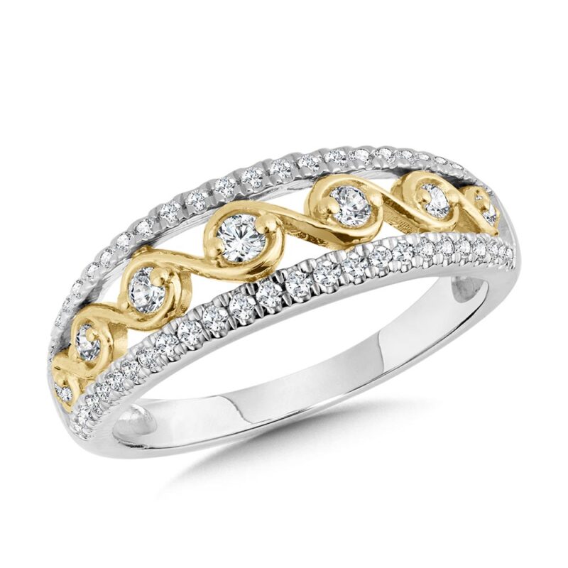 14K Two Tone Spiral Diamond Band The Gold Mine Fine Jewelry And Gifts