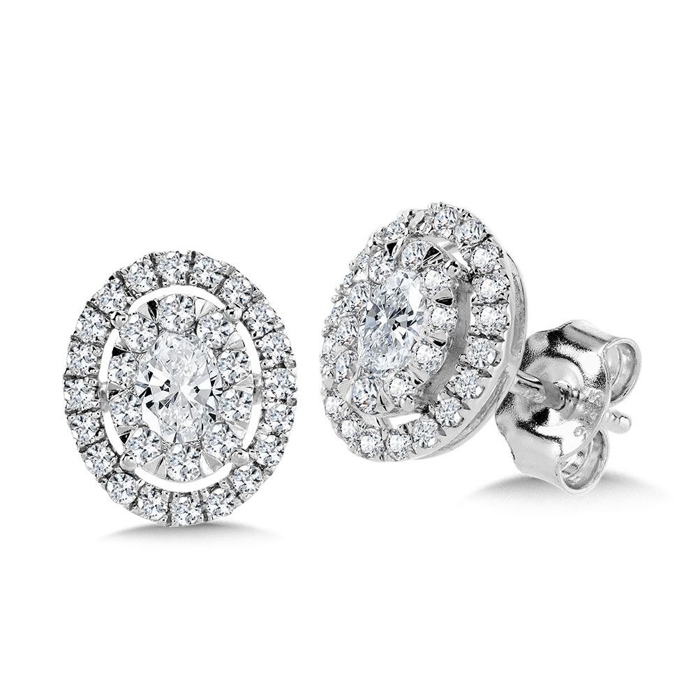 Oval Halo Diamond Earrings | Wixon Jewelers