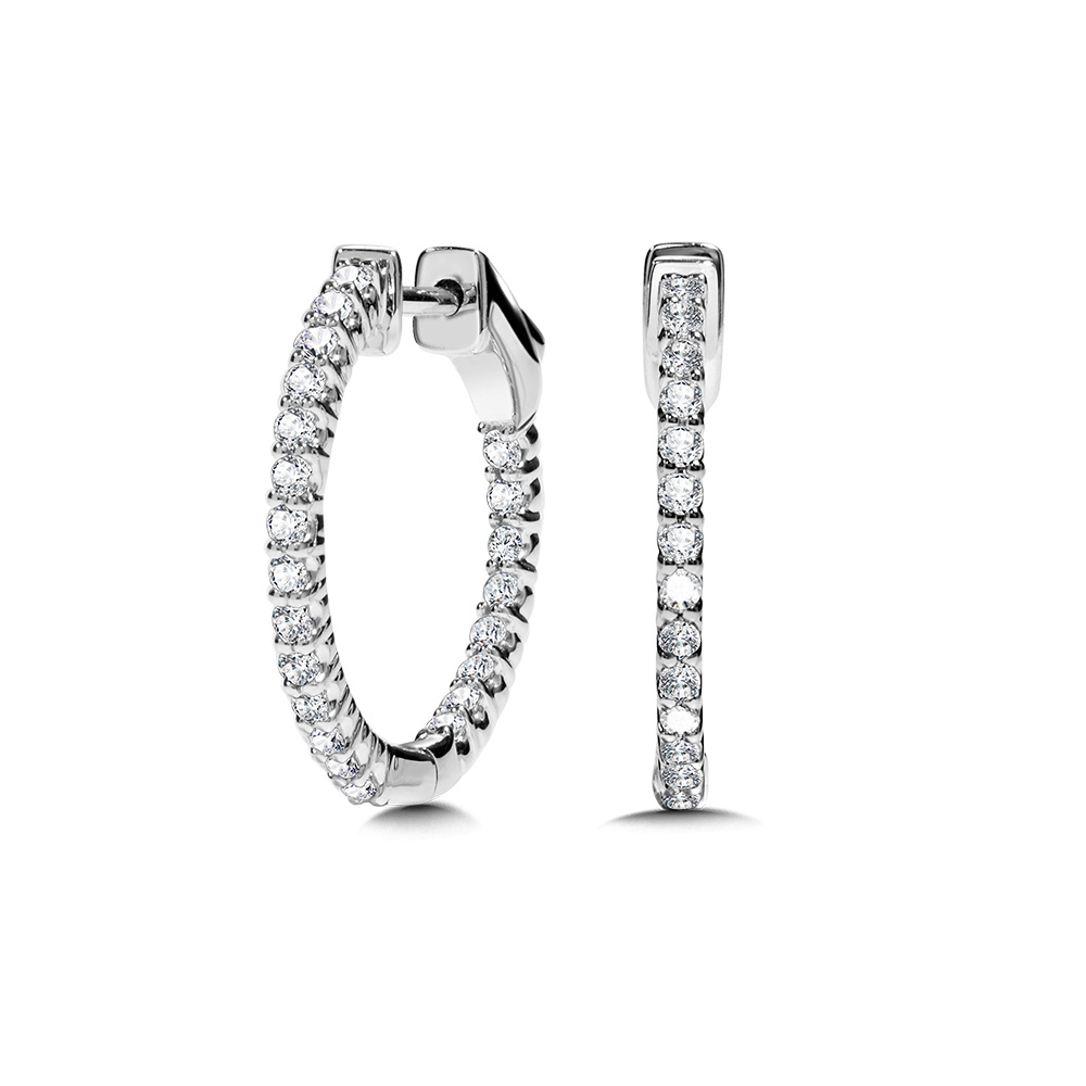 14K Round In-Out Diamond Hoop Earrings (1/2 ctw) – The Gold Mine – Fine ...