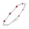 14Kt White Gold Diamond 1/4Ctw & Ruby 1 5/8Ctw Bracelet